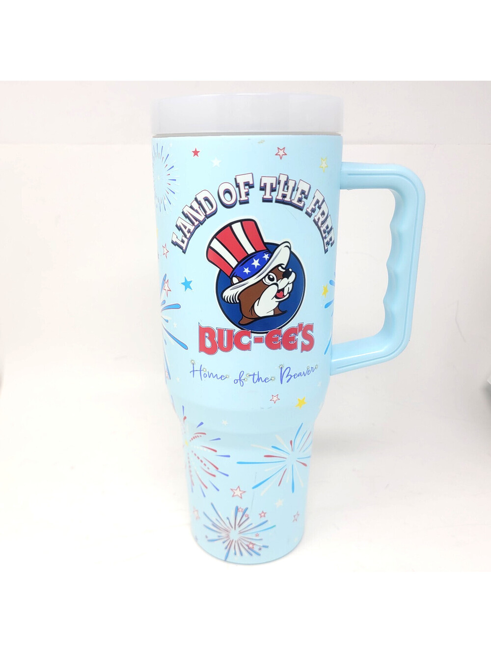 Buc-ee's Yukon Outfitters 40oz Tumbler 2024 Land of the Free Fireworks Blue